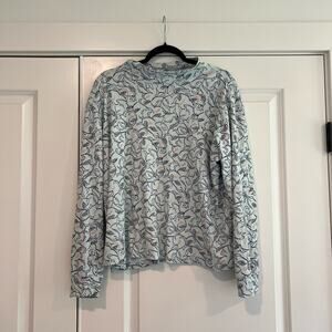 Lands End Relaxed Fit Women's‎ Turtleneck Longsleeve Light Blue Size L 14-16